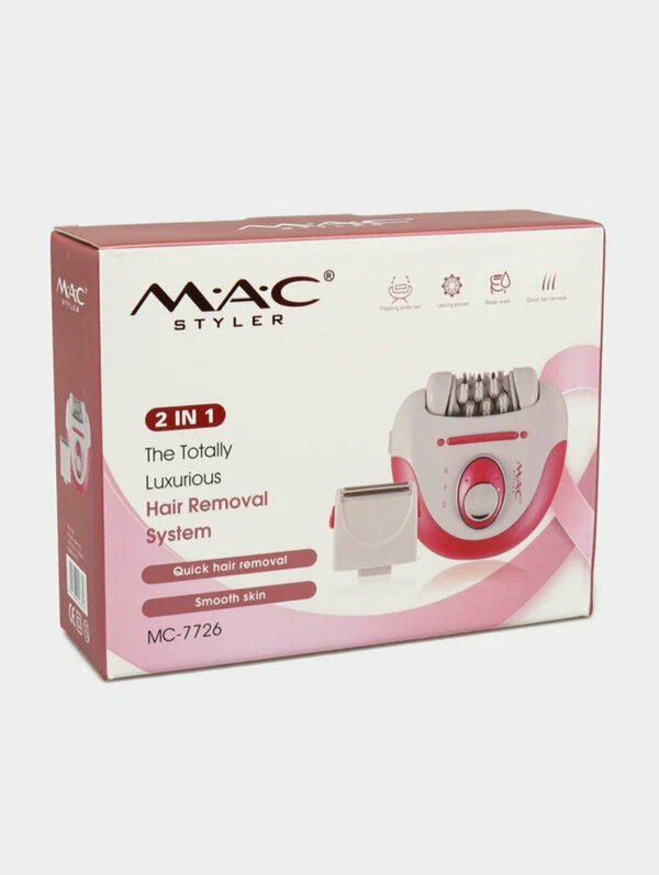 اپیلاتور بیسیم مک استایلر ۲ در ۱ مدل MC-7726 انتخابی ایدهآل برای داشتن پوستی لطیف و نتایجی نرم و لطیف است